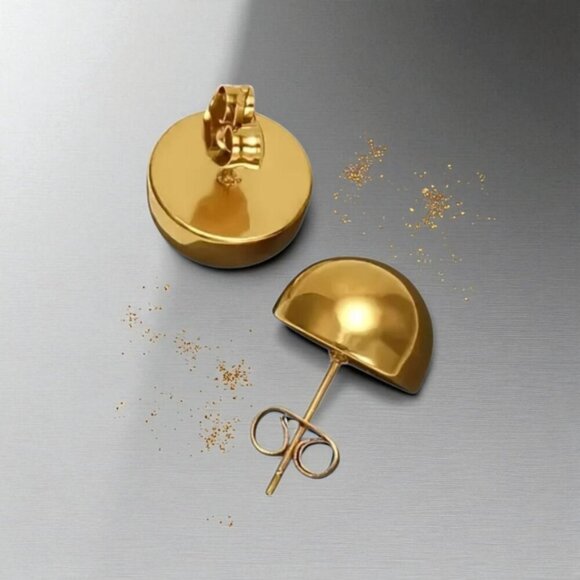 ๐ Minimalist Dome Stud Earrings 18K Gold Plated Stainless Steel Modern Style - Picture 8 of 12